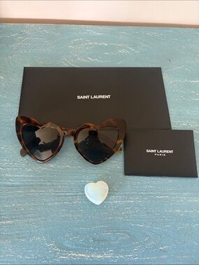 Saint Laurent Paris heart shaped cats eye sunglasses